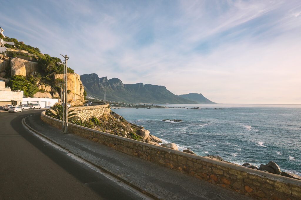 Scenic road near the ocean in Cape Town