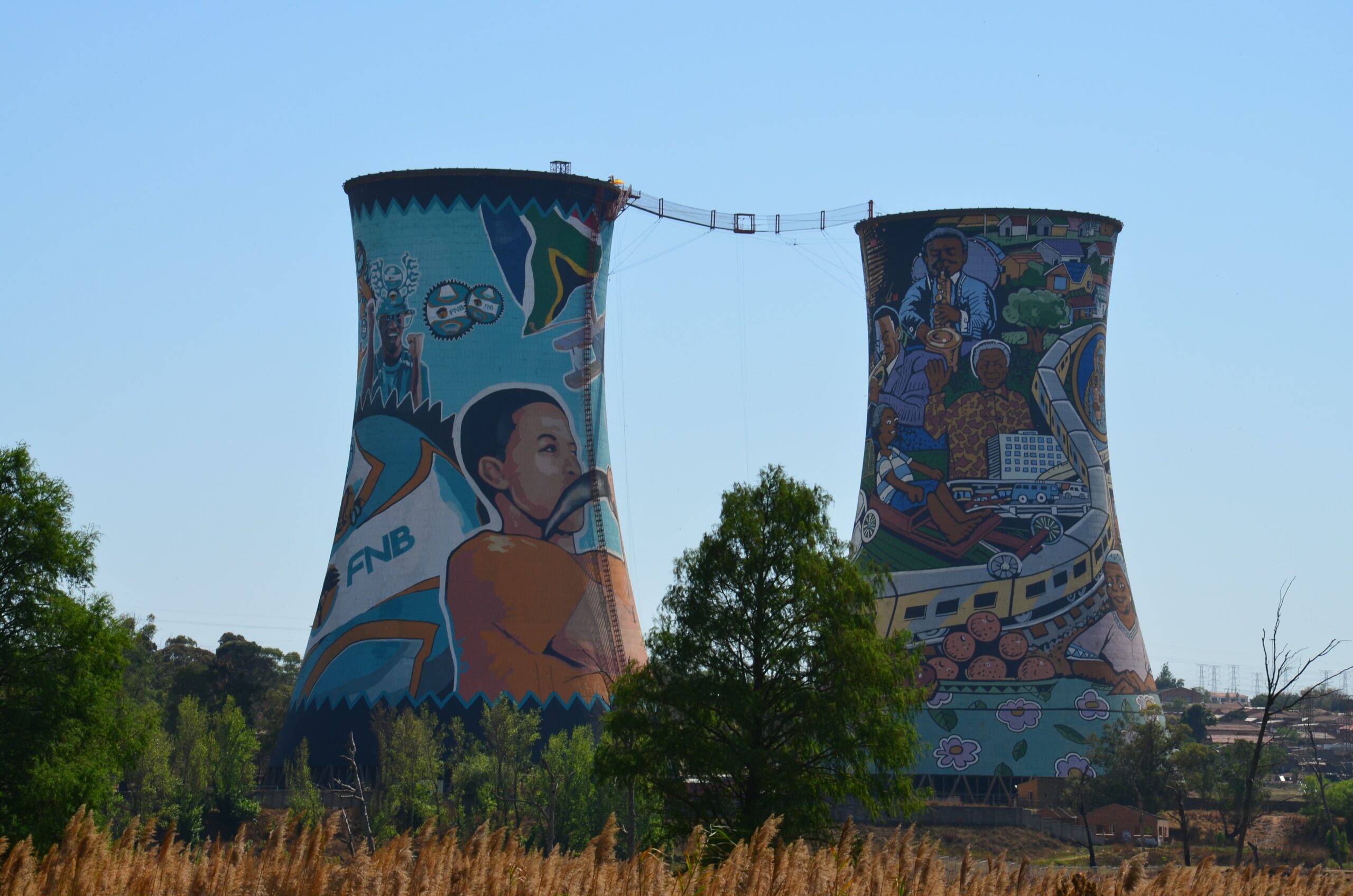 Street view of the famous towers in Soweto, Gauteng