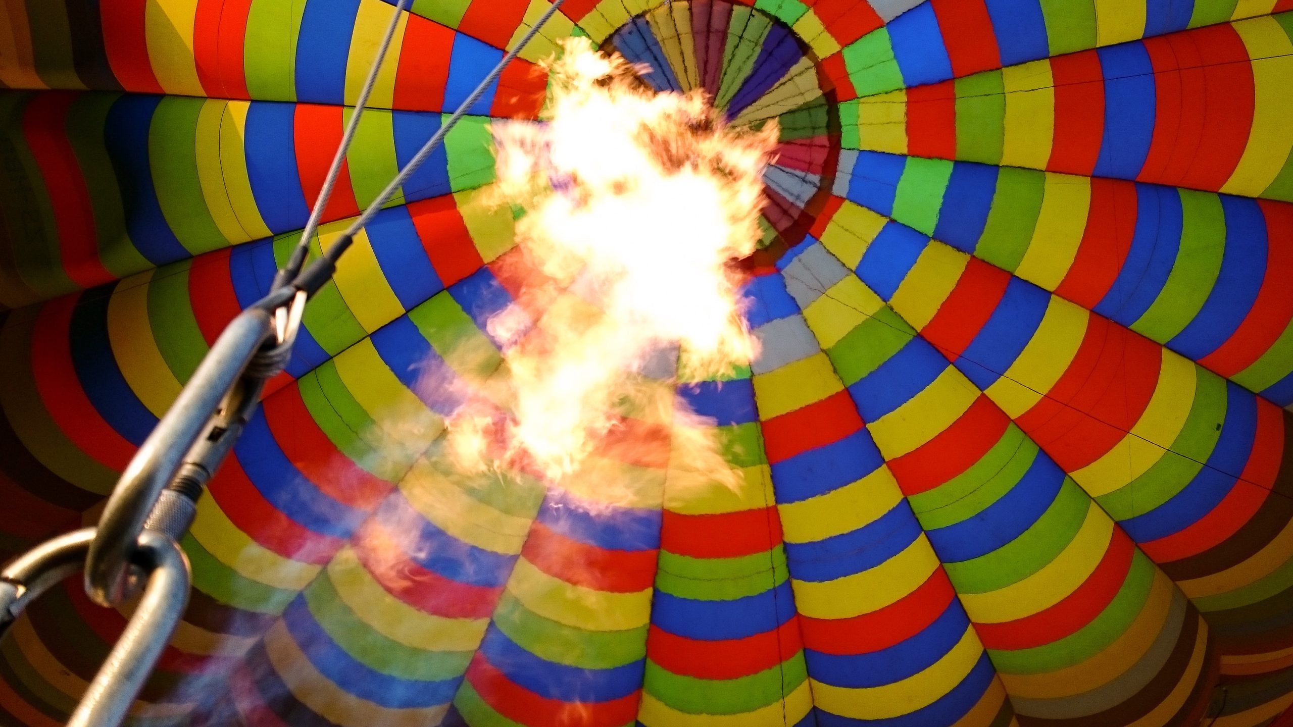 A view of the hot air balloon from the inside