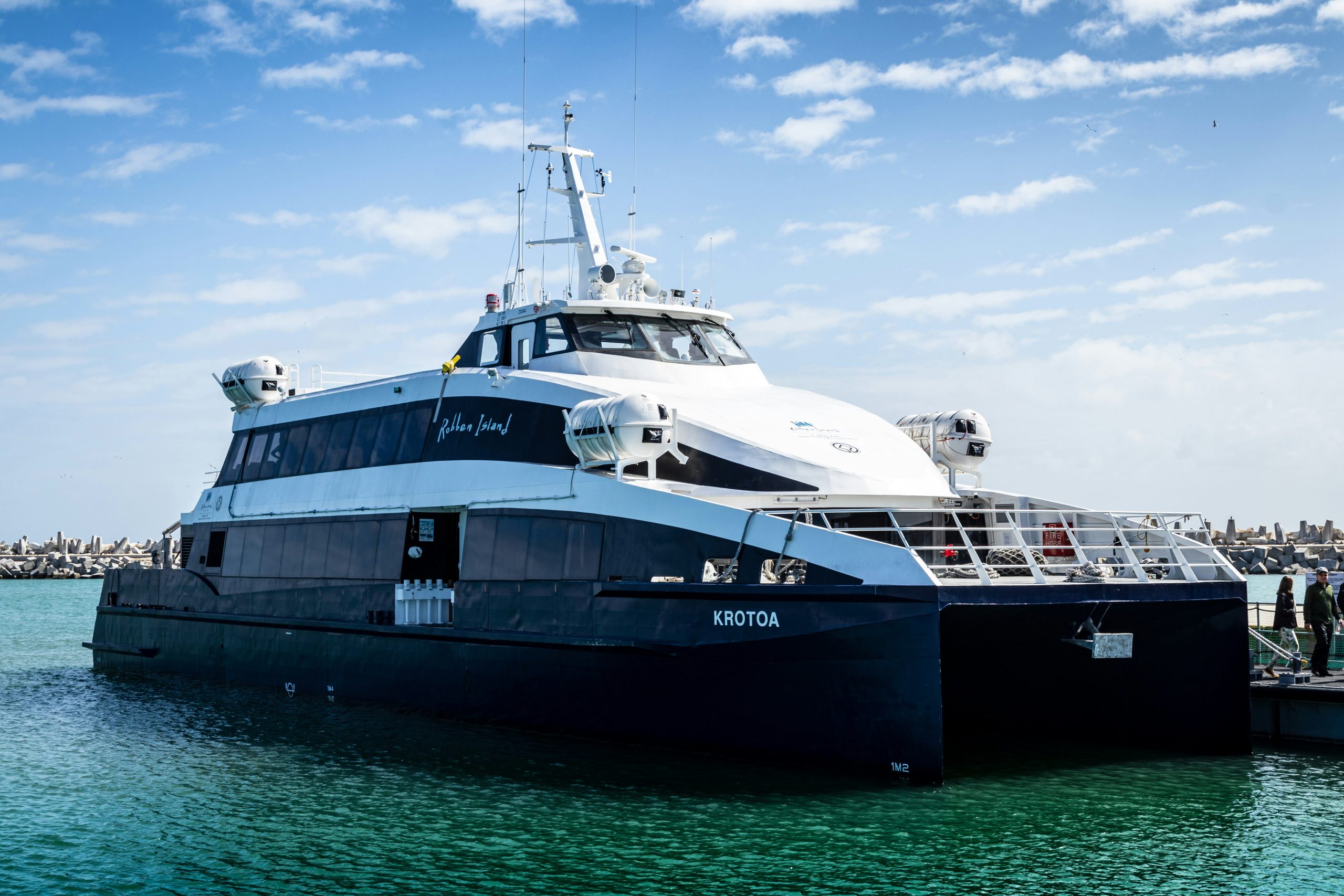 A photo of the famous Robben Island Ferry.