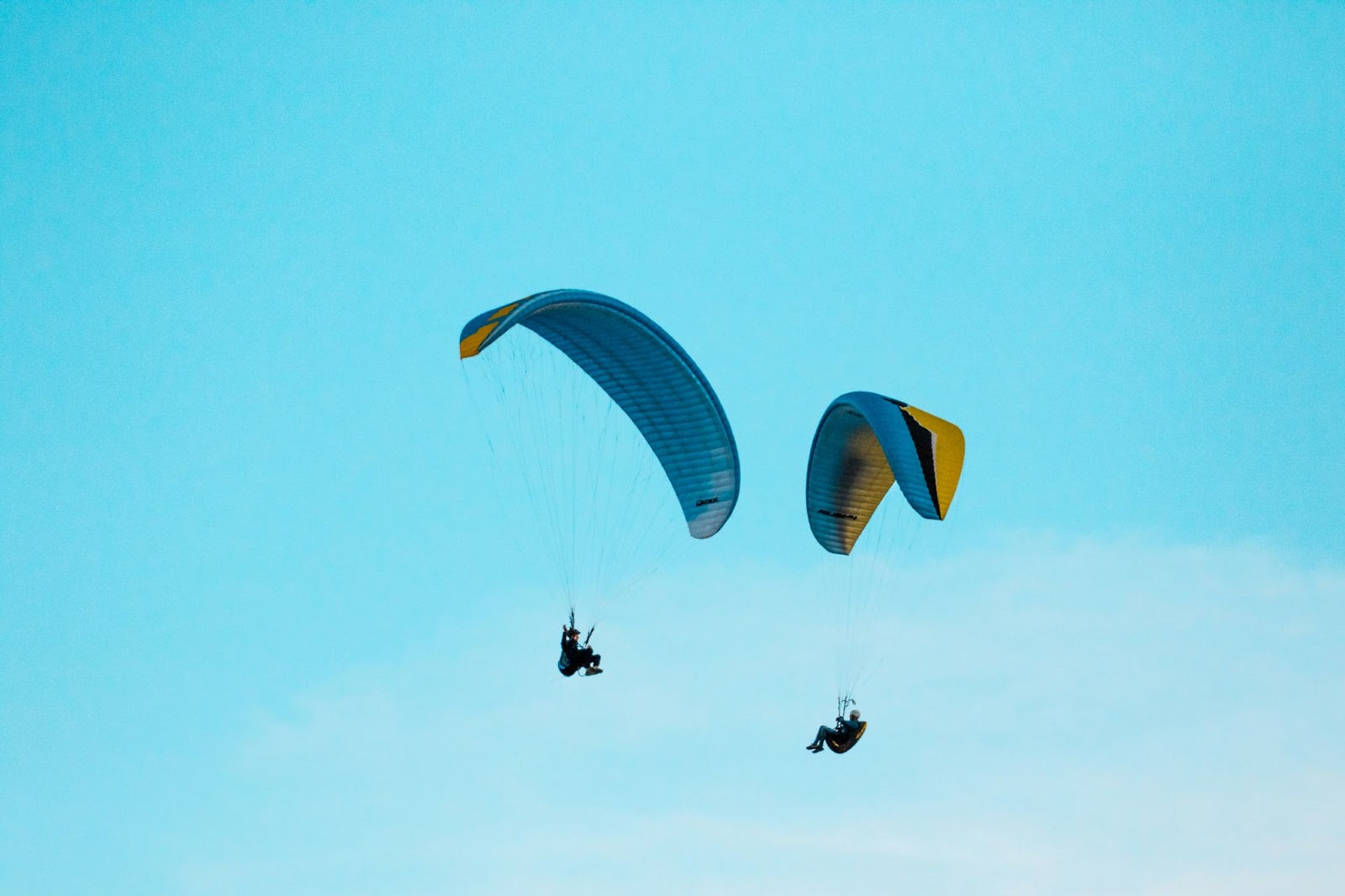 Two paragliders enjoying the view