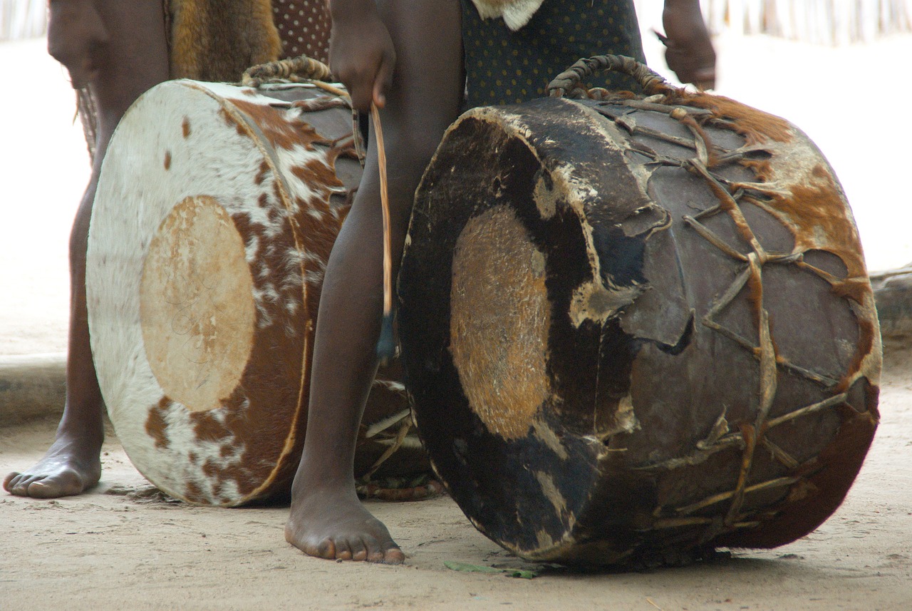 A close-up picture of a traditional African drum