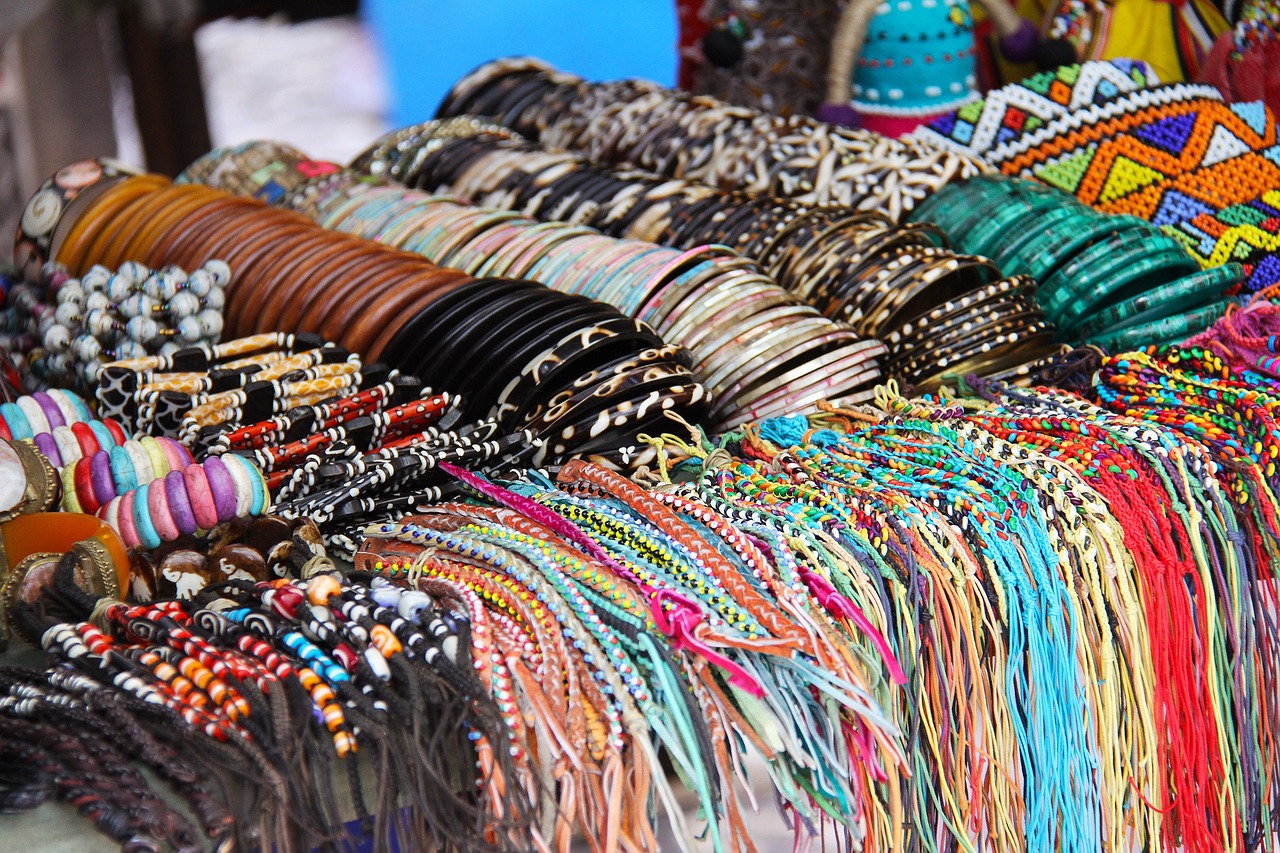 A market table displaying beautiful traditional jewellery