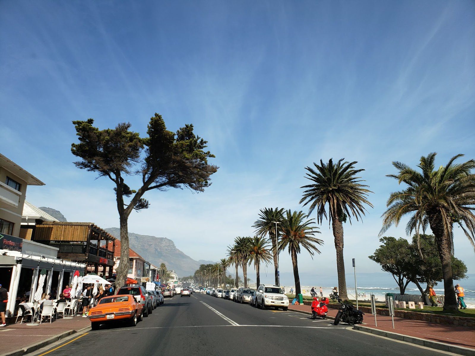 Road view of a coastal road in Seapoint, Cape Town]