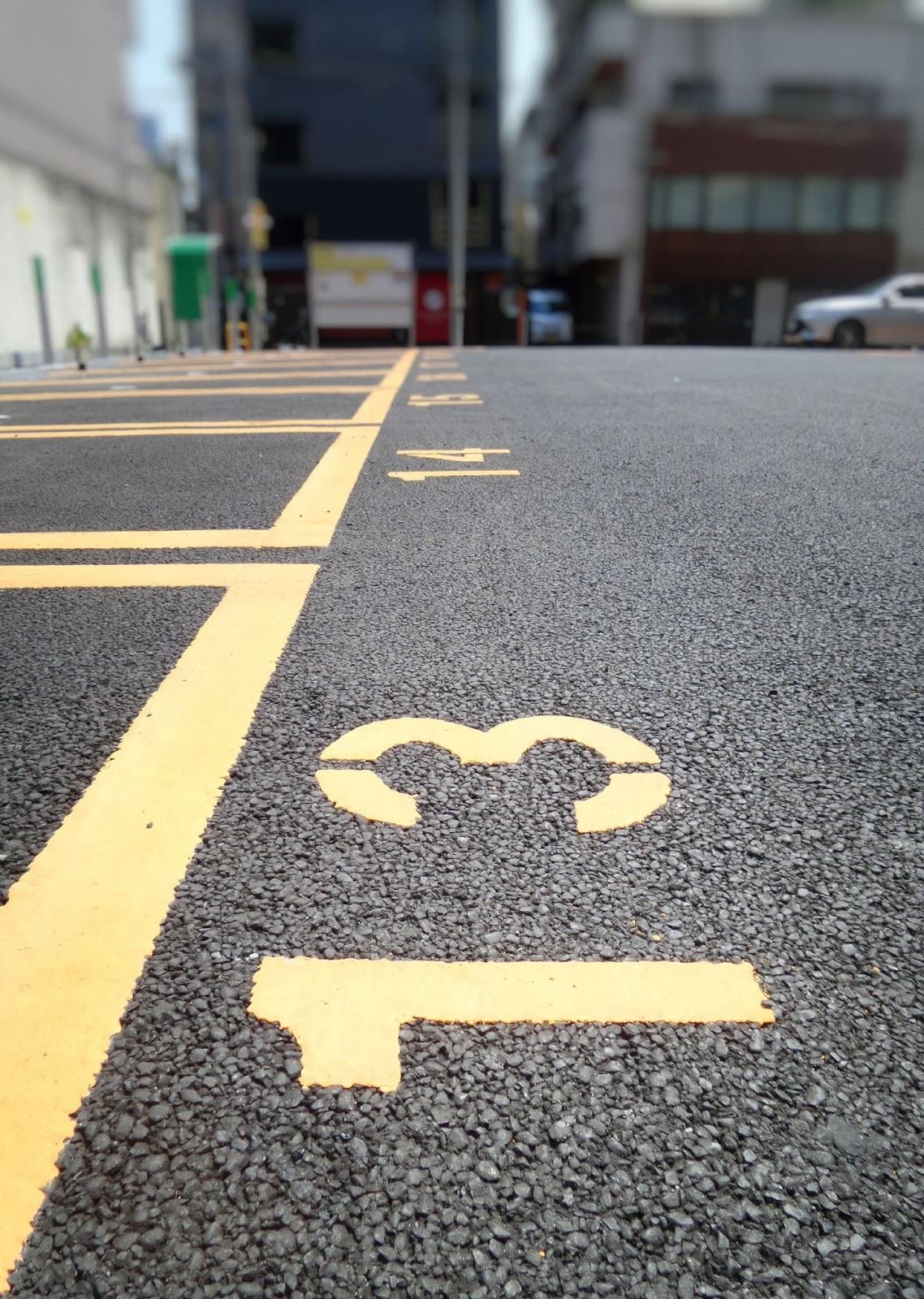 A close-up of parking bays in the city
