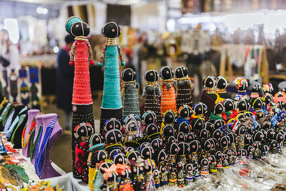 Crafts on display at a Johannesburg weekend market